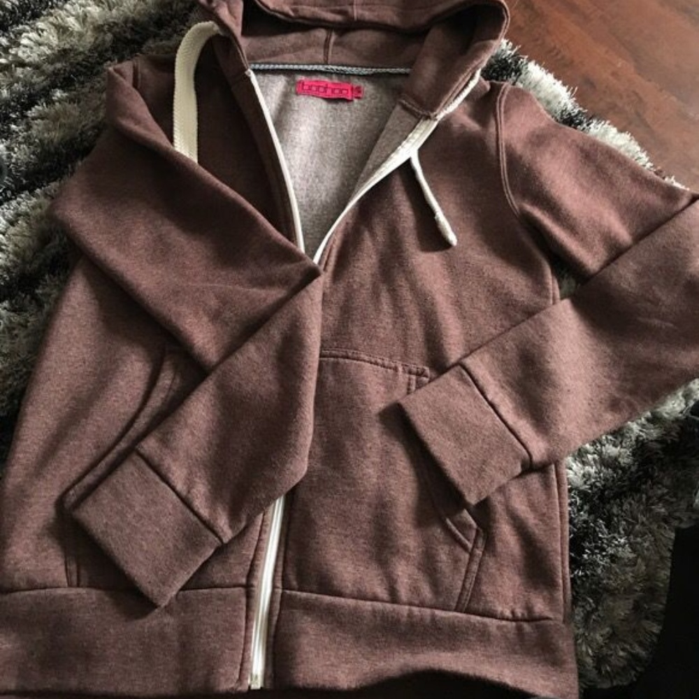 Boohoo Burgundy Fleece-Lined Hoodie Size M